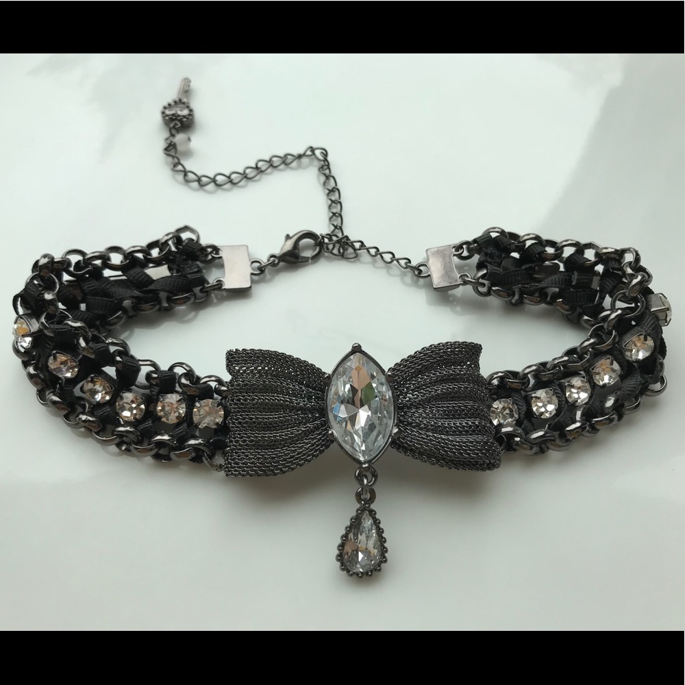 Betsey Johnson black mesh bow choker